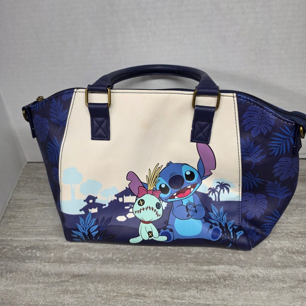 Disney Loungefly Lilo and Stitch Scrump Satchel Bag Navy Blue Tropical Handbag